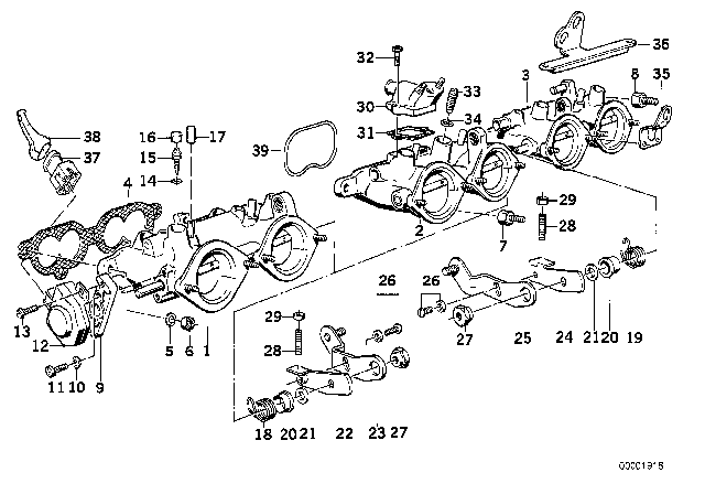 1987 BMW M6 Throttle Body Diagram for 13541309833