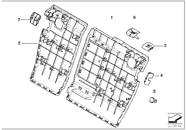 2004 BMW X3 Seat, Rear, Backrest Trims Diagram