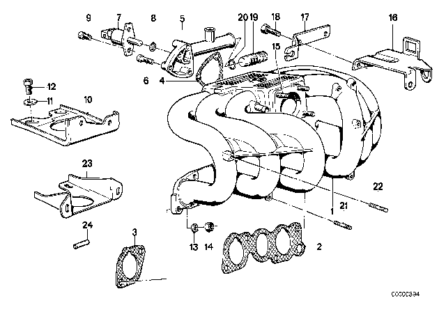 1986 BMW 325e Intake Manifold System Diagram