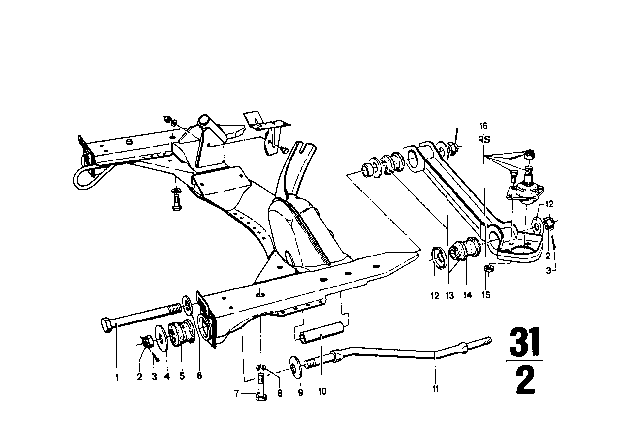 1972 BMW 2002tii Front Axle Support / Wishbone Diagram