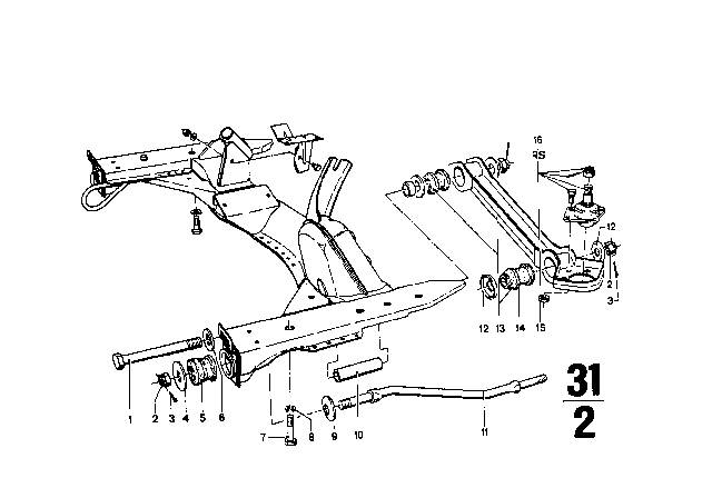 1972 BMW 2002 Front Axle Support / Wishbone Diagram