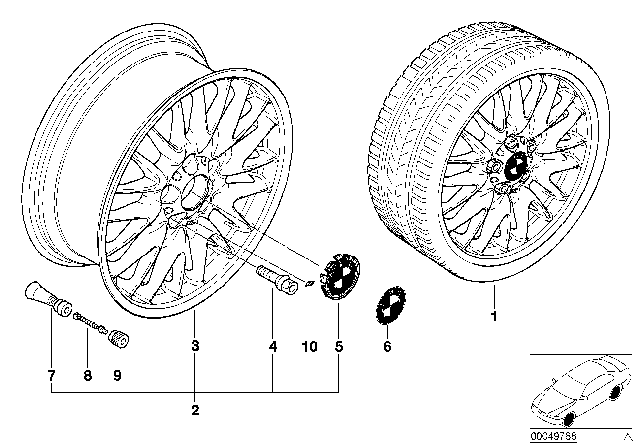 2004 BMW 325Ci BMW LA Wheel, V-Spoke Diagram 2