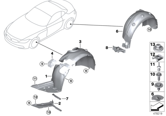 2016 BMW Z4 Wheel Arch Trim Diagram