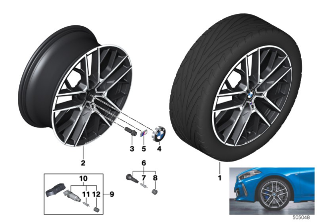 2020 BMW 228i xDrive Gran Coupe GLOSS-TURNED LIGHT ALLOY RIM Diagram for 36116856093