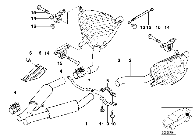 2001 BMW Z8 Rear Muffler Left Diagram for 18107830520