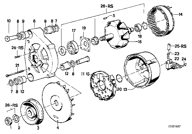 1981 BMW 733i Generator, Individual Parts Diagram