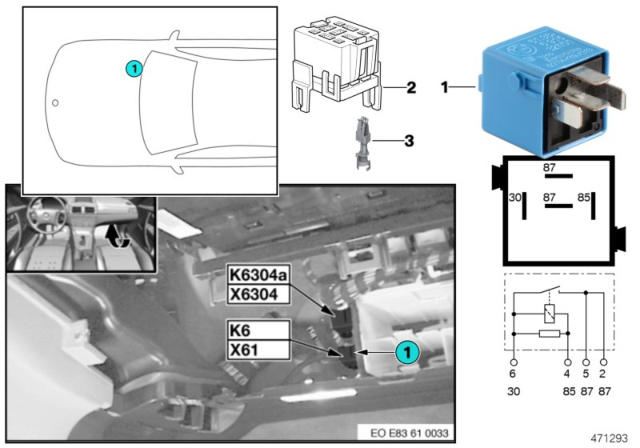 2009 BMW X3 Relay, Headlight Cleaning System Diagram