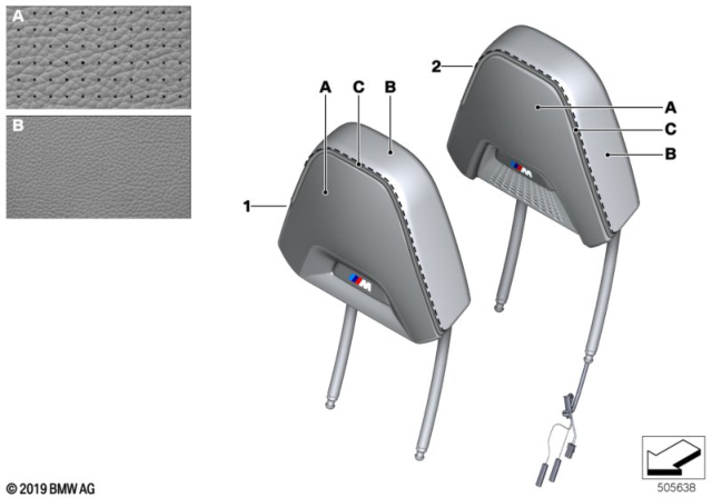 2020 BMW M8 Individual Head Restraint M Sport Seat Diagram