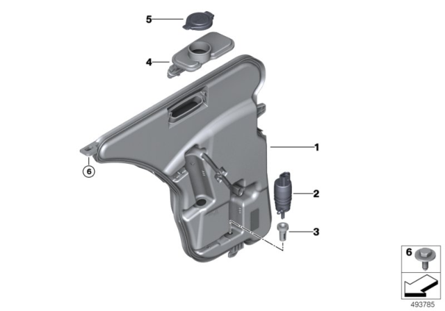 2020 BMW M8 Separate Components F.Washer Fluid Reservoir Diagram