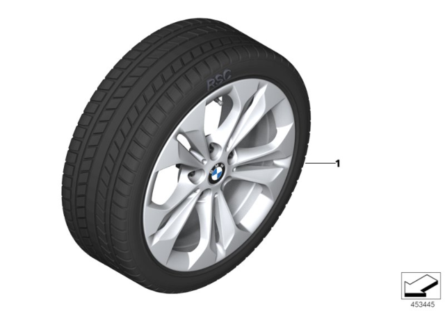 2017 BMW X1 sDrive28i(F48) Winter Wheel With Tire Double Spoke Diagram 2