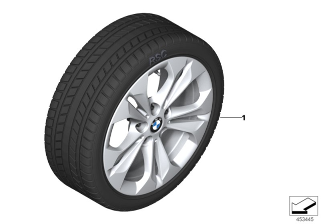 2018 BMW X1 Winter Wheel With Tire Double Spoke Diagram 2