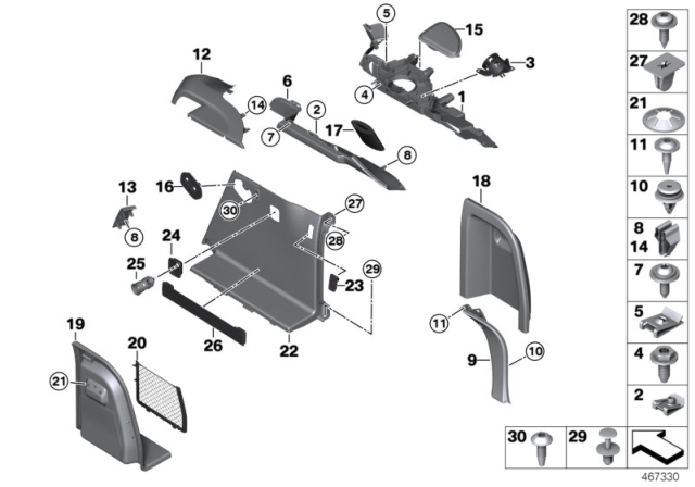 2018 BMW X4 Lateral Trim Panel Diagram