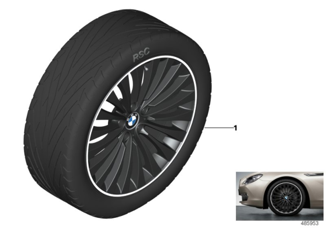 2013 BMW 640i BMW LA Wheel, Multi-Spoke Diagram