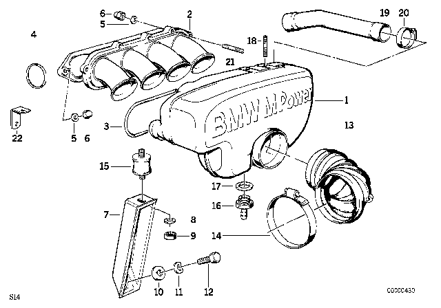 1988 BMW M3 Intake Manifold System - Air Accumulator Diagram