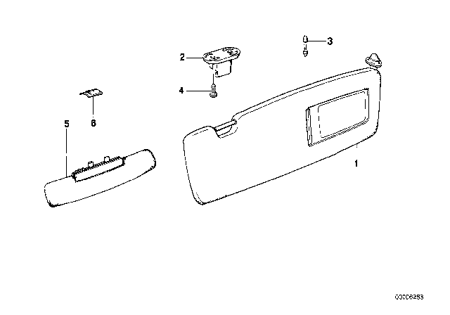 1992 BMW 735iL Sun Visors Diagram