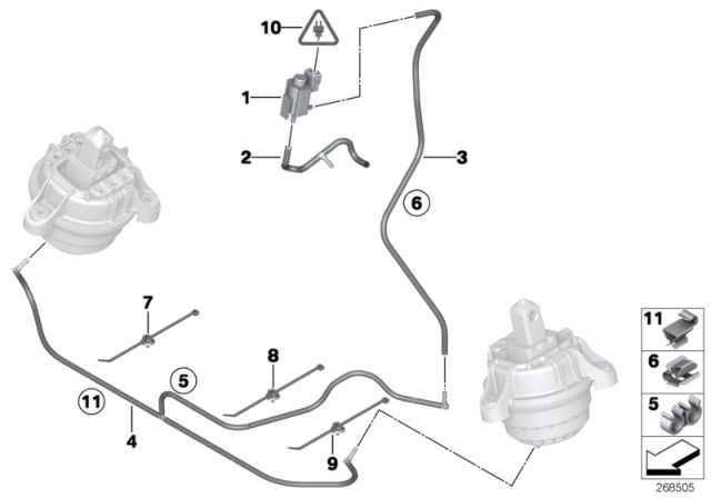 2016 BMW ActiveHybrid 5 Vacuum Pipe Diagram for 22116781561