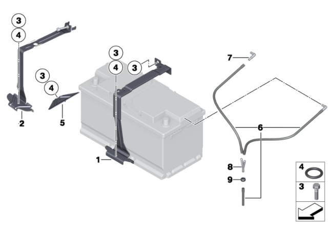 2010 BMW X6 Battery Holder And Mounting Parts Diagram