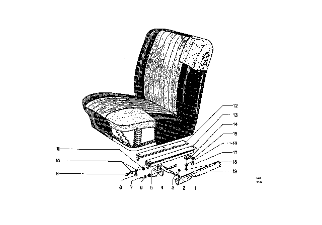 1969 BMW 2000 Single Parts Of Front Seat Controls Diagram 1