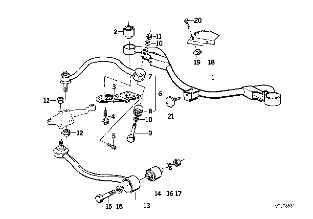1990 BMW 735i Front Axle Support / Wishbone Diagram