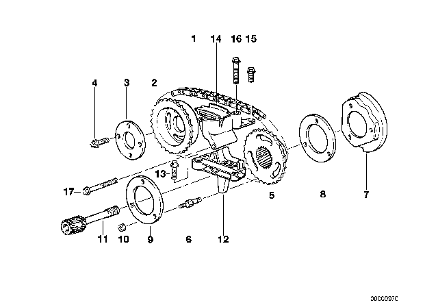 1992 BMW 325is Timing Gear Timing Chain Top Diagram 2