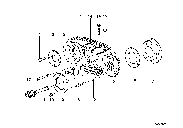 1992 BMW 525i Timing Gear Timing Chain Top Diagram 3