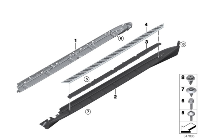 2017 BMW X5 Trim, Sill / Wheel Arch Footboard Diagram