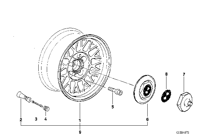 1997 BMW 840Ci Cross-Spoke Styling Diagram