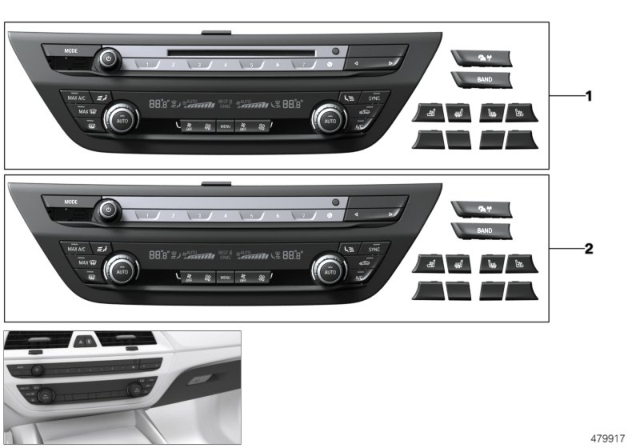2017 BMW 530i Radio And A/C Control Panel Diagram 2