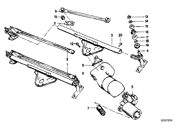1980 BMW 528i Single Wiper Parts Diagram 2