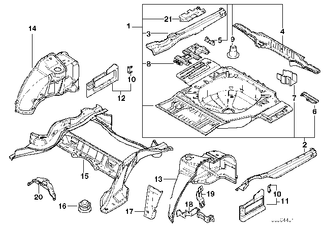 1998 BMW 750iL Battery Tray Diagram for 41118125260