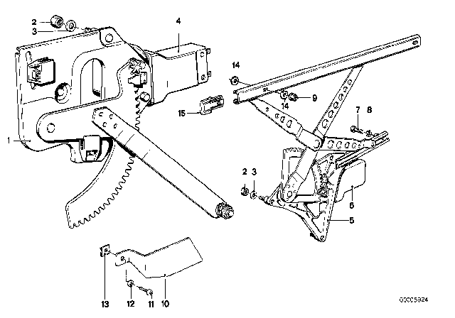 1983 BMW 733i Window Motor Left Diagram for 51331369237