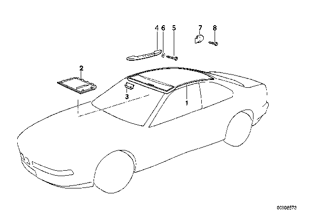 1994 BMW 840Ci Headlining / Handle Diagram
