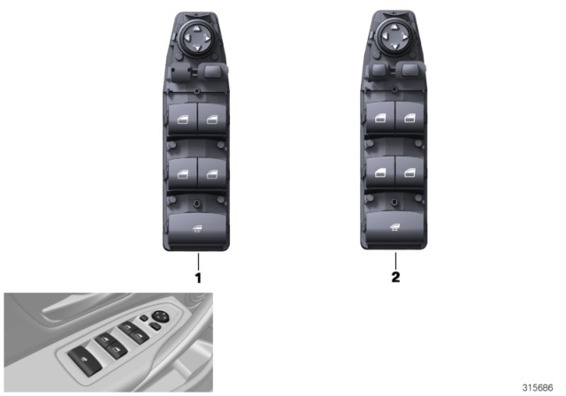 2019 BMW 440i Switch, Window Lifter, Driver's Side Diagram