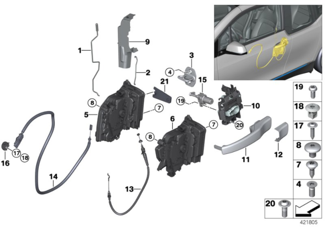 2015 BMW i3 Locking System, Door Diagram 1