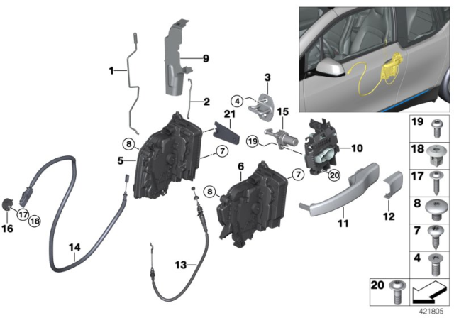 2017 BMW i3 Carrier, Outside Door Handle, Front Left Diagram for 51217290863