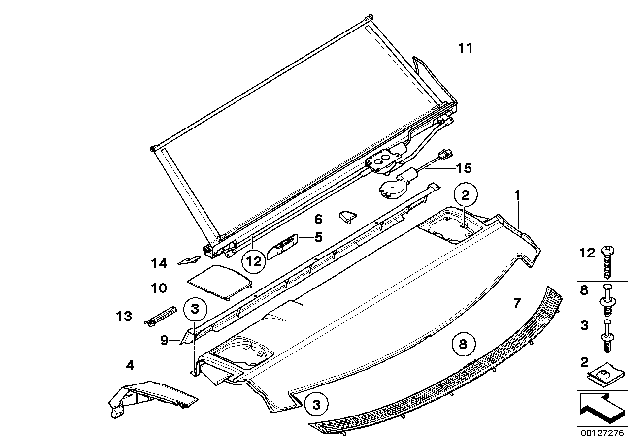 2008 BMW M5 Rear Window Shelf With Sun Blind Diagram for 51467897602