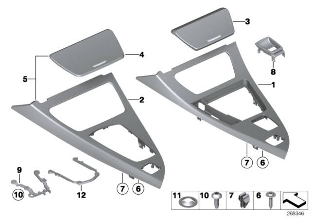 2013 BMW M6 Decorative Trims, Centre Console Diagram