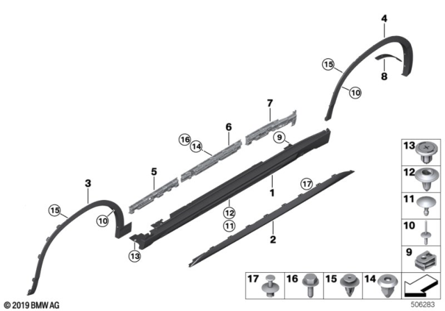 2018 BMW X2 M Trim, Sill / Wheel Arch Diagram