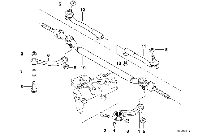 1996 BMW 750iL Steering Linkage / Tie Rods Diagram