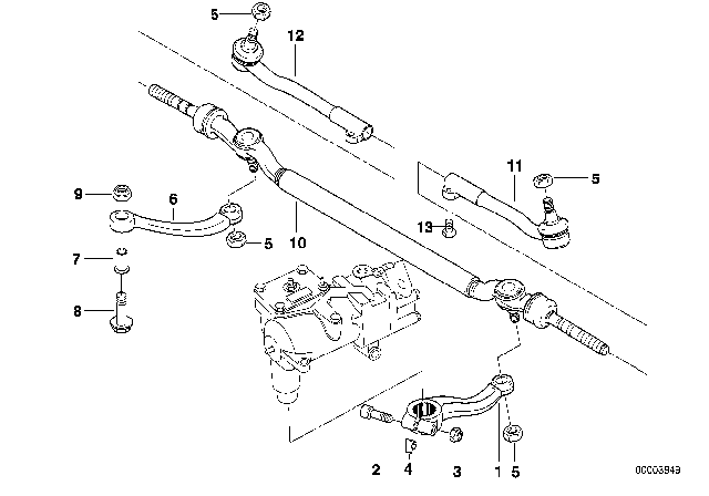 2000 BMW 750iL Steering Linkage / Tie Rods Diagram