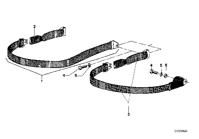 1981 BMW 528i Safety Belt Rear Diagram 1