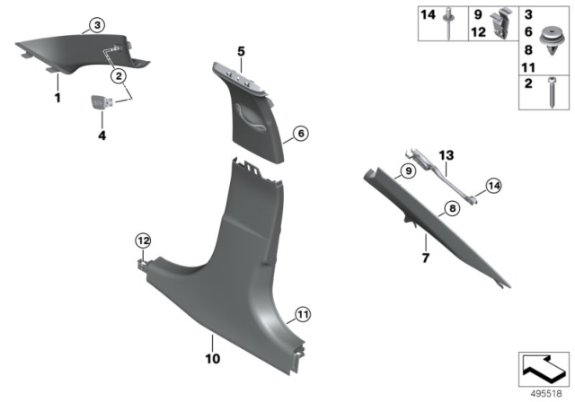 2020 BMW M340i BRACKET, COLUMN C COVER, RIG Diagram for 51437433248