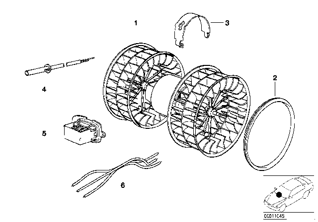 1995 BMW 530i Blower Diagram for 64111466018