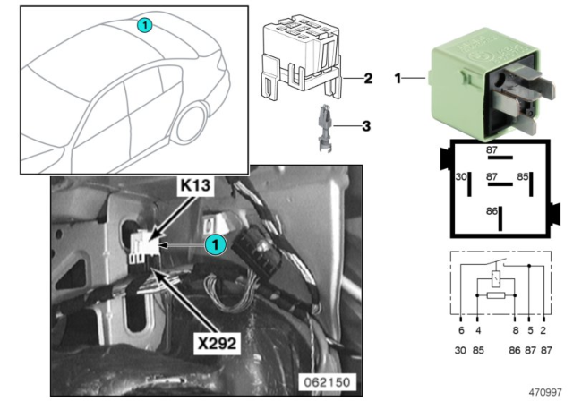 2004 BMW 325Ci Relay, Heated Rear Window Diagram 1