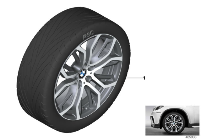 2015 BMW X5 BMW Performance Light-Alloy Wheel, Y-Spoke Diagram