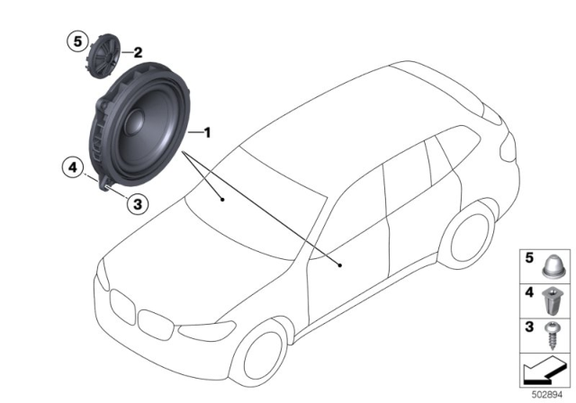 2020 BMW X3 Mid-Range Speaker, Stereo Diagram for 65136809626