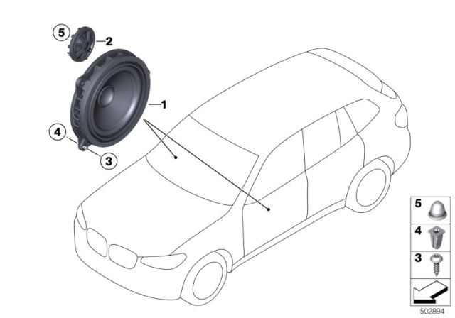 2020 BMW X3 Hifi-System Tweeter Diagram for 65136809630