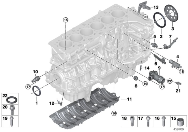 2019 BMW 440i Engine Block & Mounting Parts Diagram