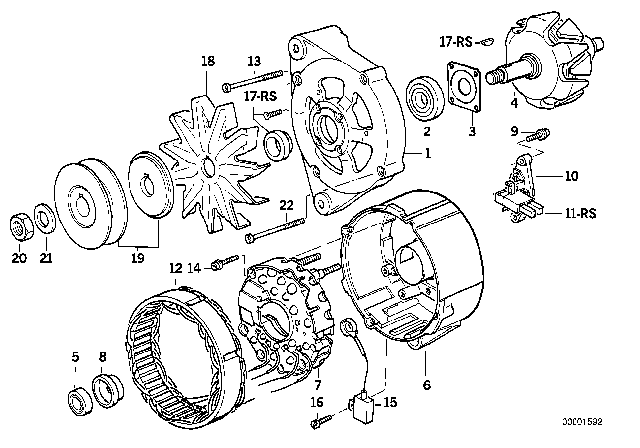 1985 BMW 325e Alternator Parts Diagram