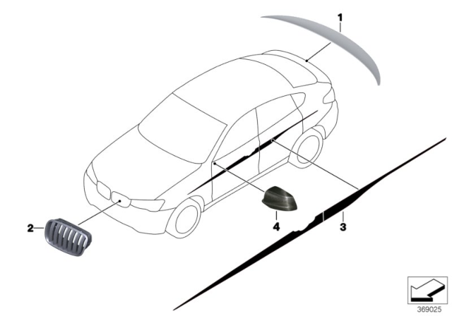 2016 BMW X4 Foil, Accentuation Strip, Left / Right Diagram for 51142357133